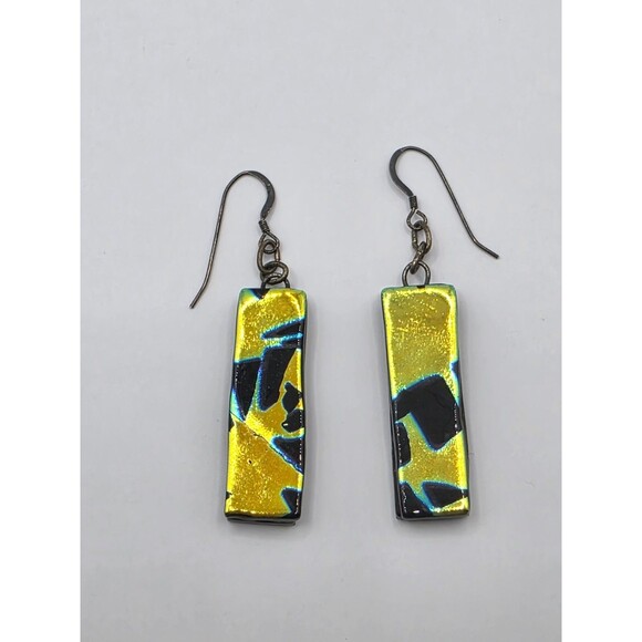 Abstract Art Clay Boho Dangle Hook Pierced Earrings 2" - Picture 2 of 4